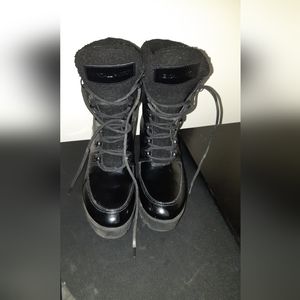 Kendal and Kylie boots with sherpa and patent,in great condition.